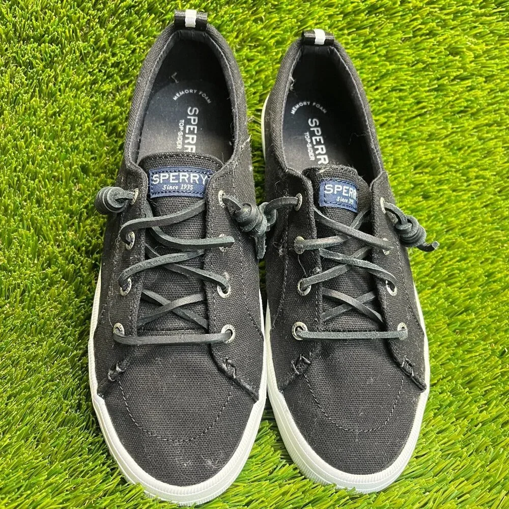 Sperry Crest Vibe Womens Size 8.5 Linen Black Casual Walking Shoes Sneakers_5